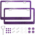 Xylobyte 2 Pack Bling License Plate Frames for Women, Sparkly Rhinestone Diamond Car Accessories with Glitter Crystal Caps (Dark Purple)