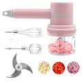 Xylobyte 2-in-1 Electric Hand Mixer, Electric Whisk, Mini Onion Chopper 10Oz, Small Cordless Hand Blender, 3 Speed Rechargeable Food Processor for Baby Food Maker, Pink