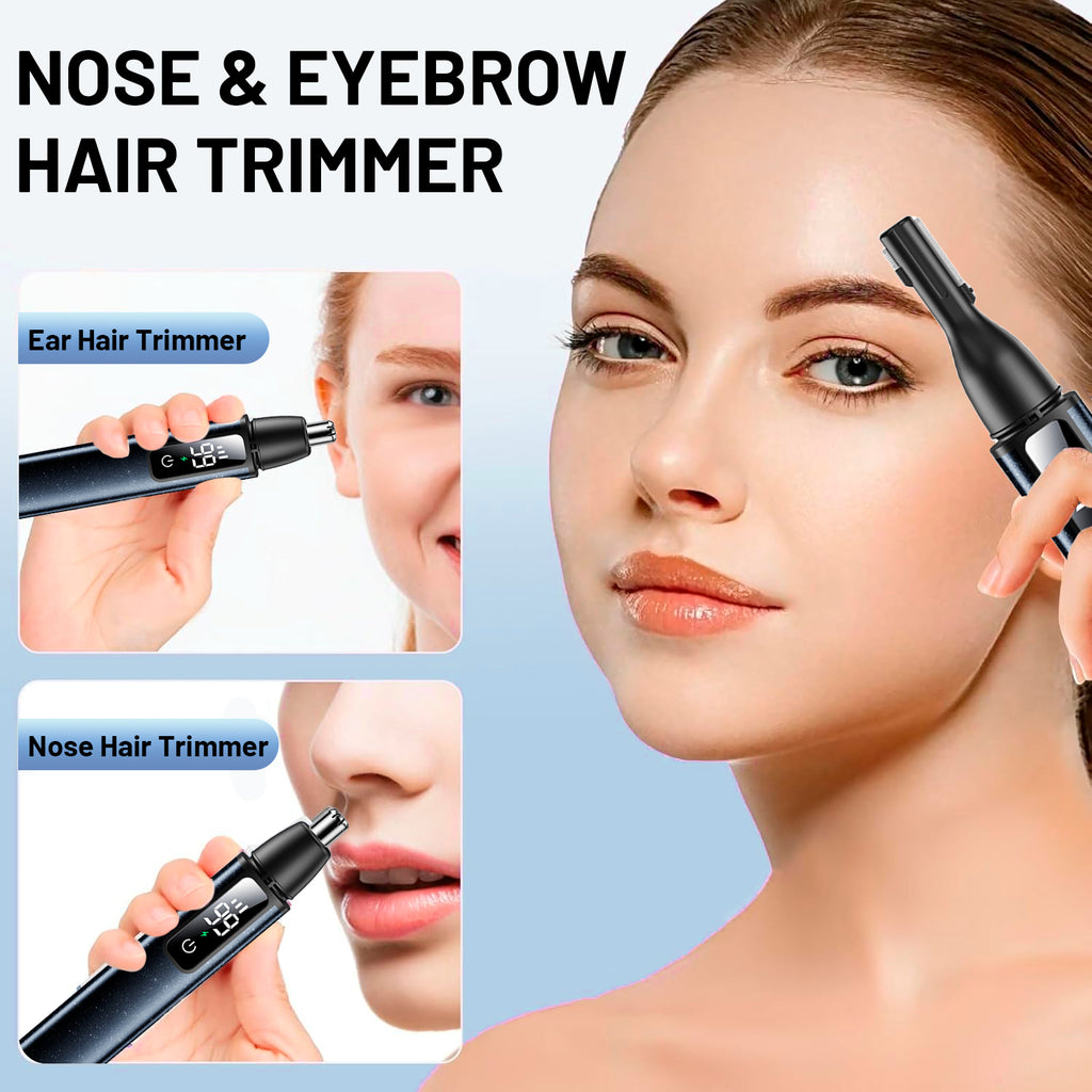 Ear Nose Hair Trimmer, Rechargeable Facial Hair Removal Set for Women Men- Electric Eyebrow Trimmer, 2in1 Face and Nose Trimmer Portable