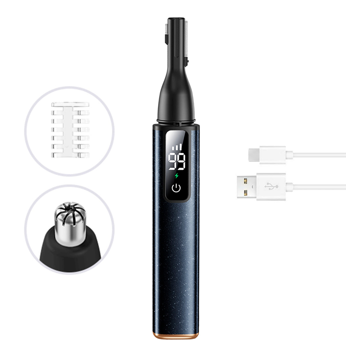 Ear Nose Hair Trimmer, Rechargeable Facial Hair Removal Set for Women Men- Electric Eyebrow Trimmer, 2in1 Face and Nose Trimmer Portable