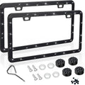 Bling License Plate Frame for Women,2 Pack Premium Stainless Steel Rhinestone License Plate Holder,Handmade Glitter Crystal Diamond Girl Lincense Plate Tag Cover,Bedazzled Sparkly-Black