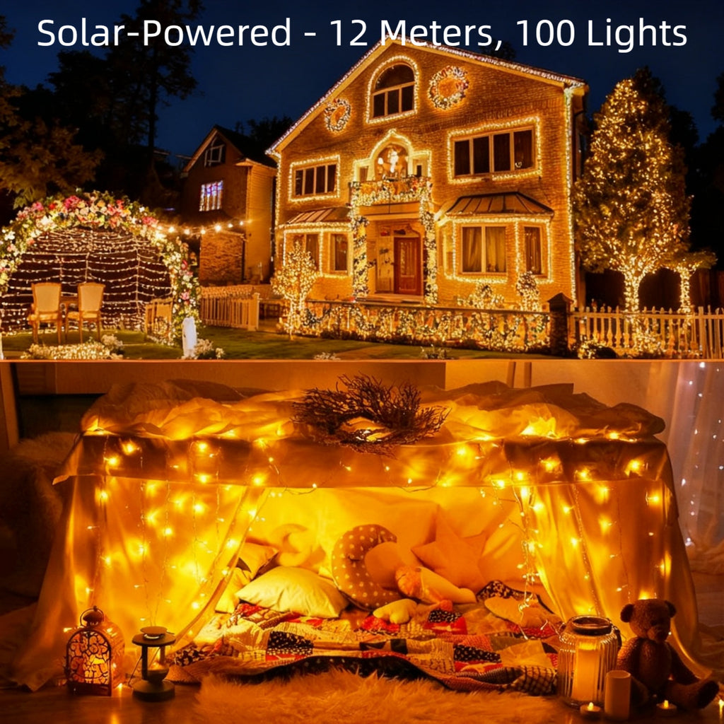 Xylobyte Solar String Lights Outdoor, Waterproof Copper Wire LED Fairy Lights with Auto On/Off, Twinkle Lights for Garden, Patio, Yard, Tree, Party & Holiday Decor