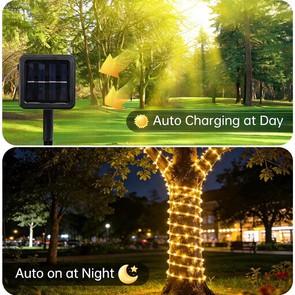 Xylobyte Solar String Lights Outdoor, Waterproof Copper Wire LED Fairy Lights with Auto On/Off, Twinkle Lights for Garden, Patio, Yard, Tree, Party & Holiday Decor