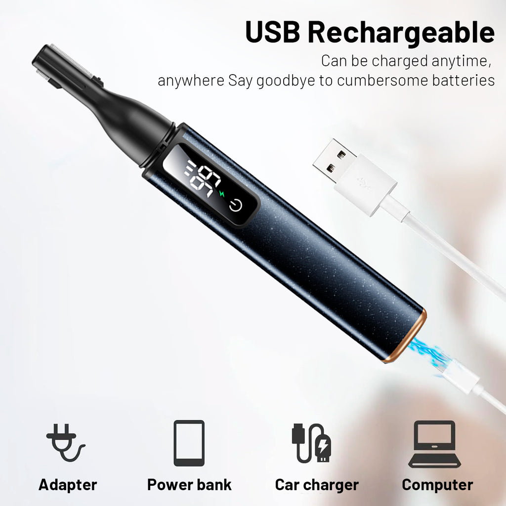 Ear Nose Hair Trimmer, Rechargeable Facial Hair Removal Set for Women Men- Electric Eyebrow Trimmer, 2in1 Face and Nose Trimmer Portable