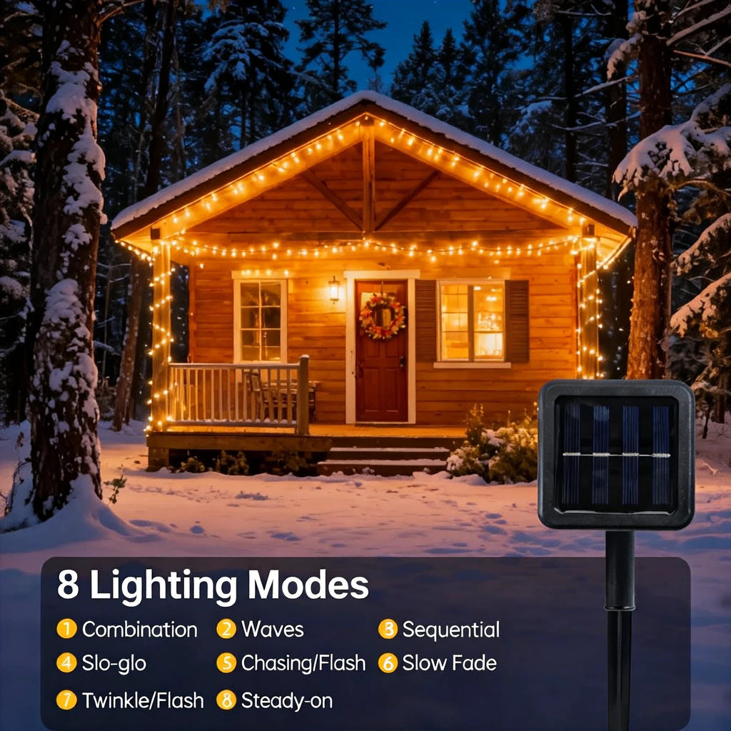 Xylobyte Solar String Lights Outdoor, Waterproof Copper Wire LED Fairy Lights with Auto On/Off, Twinkle Lights for Garden, Patio, Yard, Tree, Party & Holiday Decor