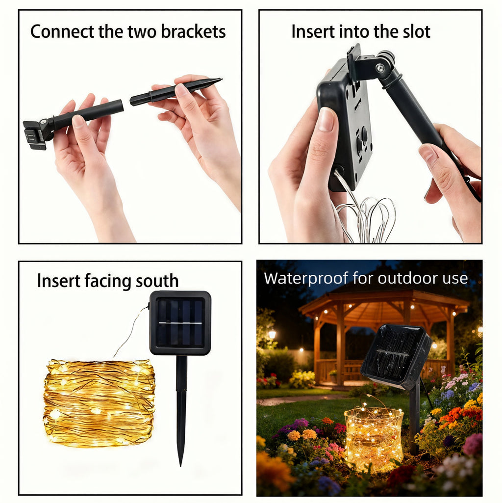 Xylobyte Solar String Lights Outdoor, Waterproof Copper Wire LED Fairy Lights with Auto On/Off, Twinkle Lights for Garden, Patio, Yard, Tree, Party & Holiday Decor