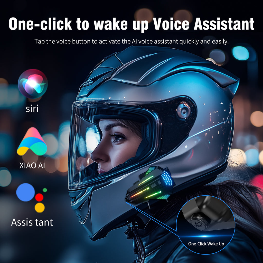 Xylobyte Motorcycle Bluetooth Headset with Wireless 6.0, 520m Helmet Intercom with Universal Pairing, IPX5 Waterproof Motorbike Communication System, Music Sharing & RGB Light