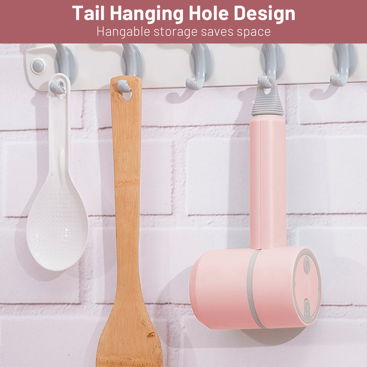 Xylobyte 2-in-1 Electric Hand Mixer, Electric Whisk, Mini Onion Chopper 10Oz, Small Cordless Hand Blender, 3 Speed Rechargeable Food Processor for Baby Food Maker, Pink