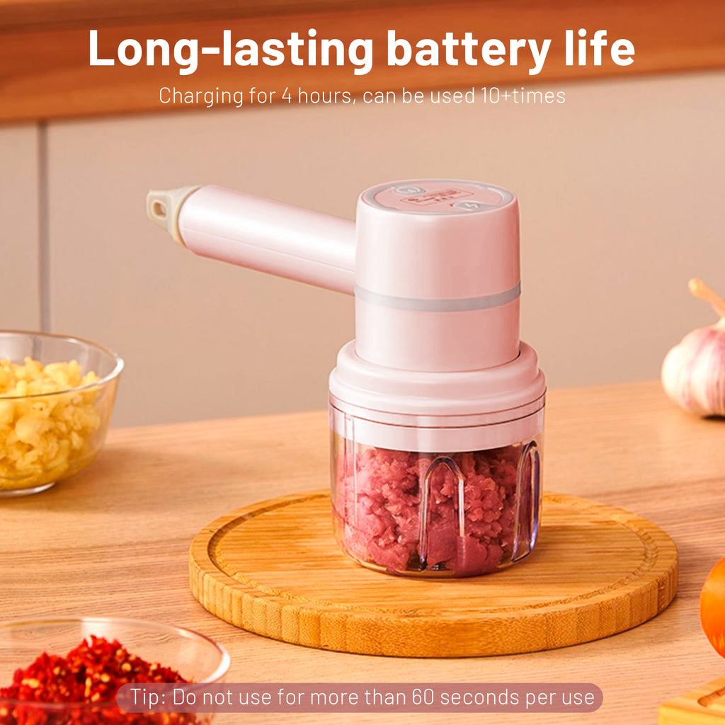 Xylobyte 2-in-1 Electric Hand Mixer, Electric Whisk, Mini Onion Chopper 10Oz, Small Cordless Hand Blender, 3 Speed Rechargeable Food Processor for Baby Food Maker, Pink