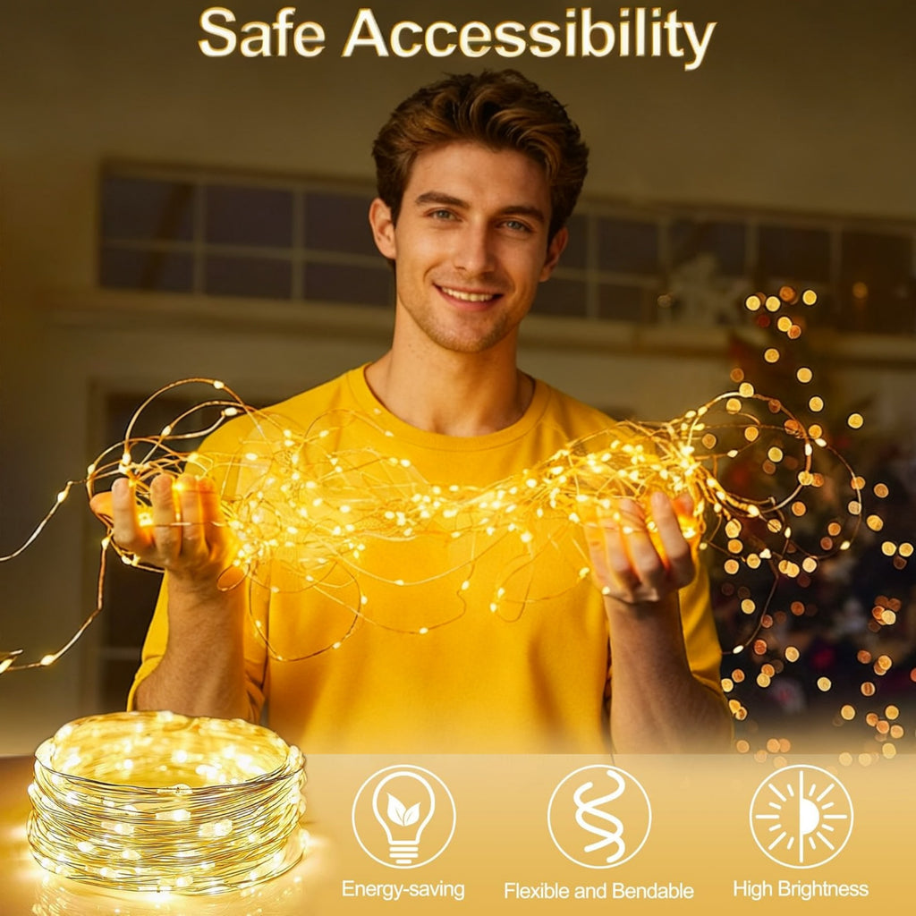 Xylobyte Solar String Lights Outdoor, Waterproof Copper Wire LED Fairy Lights with Auto On/Off, Twinkle Lights for Garden, Patio, Yard, Tree, Party & Holiday Decor