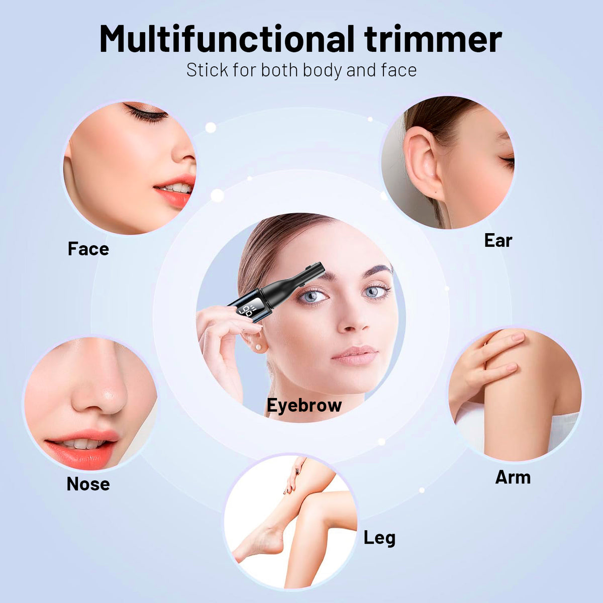 Ear Nose Hair Trimmer, Rechargeable Facial Hair Removal Set for Women Men- Electric Eyebrow Trimmer, 2in1 Face and Nose Trimmer Portable
